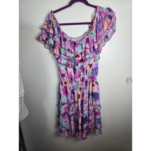 BTFL- Life Dresses & Skirts - Anthropology BTFL life off the shoulder Foral Mini Dress size Large